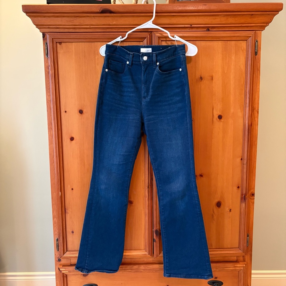 LOFT Dark Blue High-Rise Flare Jeans